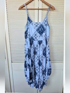 Wrangler Women's Blue & White Paisley Print Spaghetti Strap Sundress Size Large